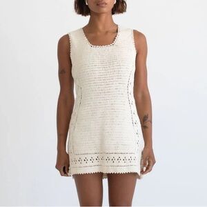Rumored Cream Crochet Knit Mini Dress
